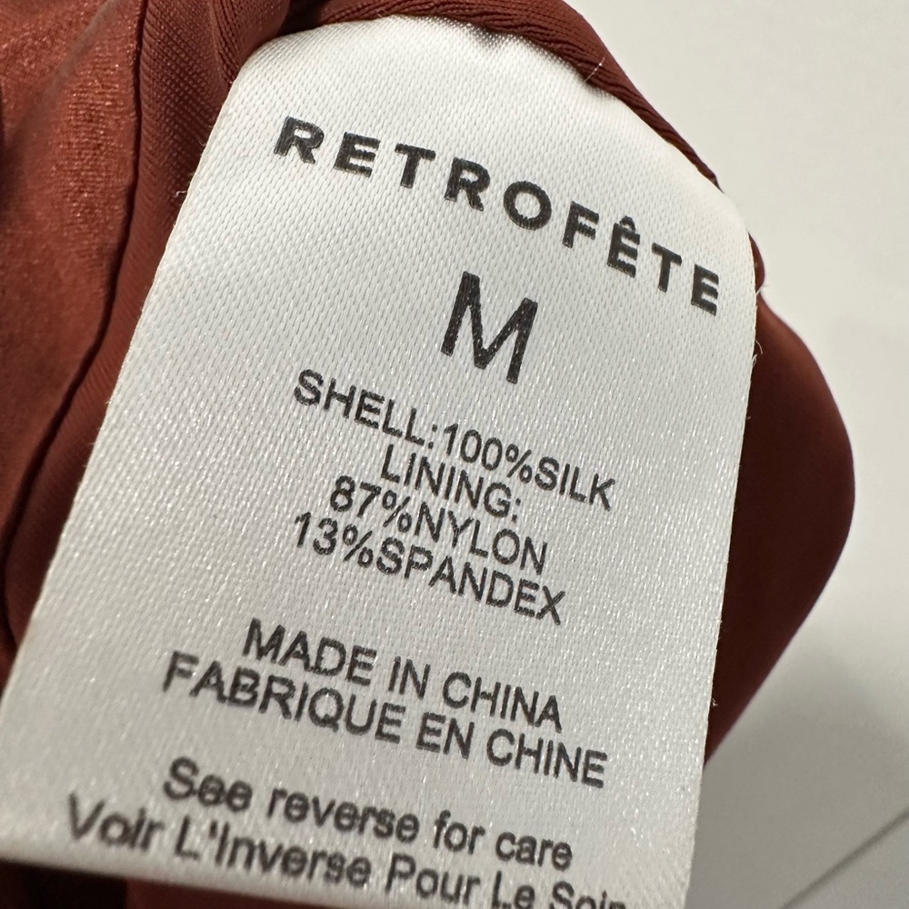 Retrofete Ina Silk Chiffon Dress In Caramel Size Medium - Picture 15 of 16